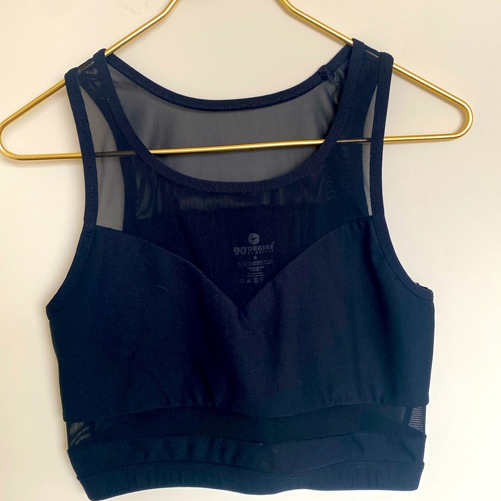 Black Crop Mesh Top
